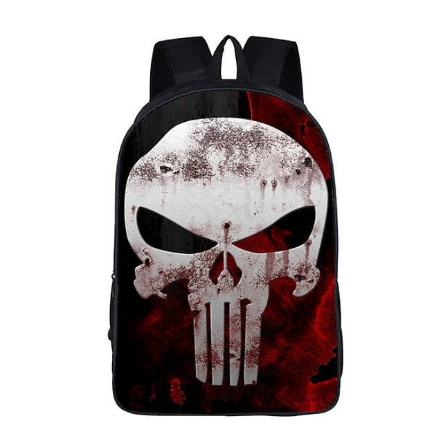 Black Punisher Skull Print Backpack (17&quot;) 