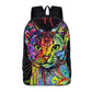 Colorful Psychedelic Cat Print Backpack (17&quot;) Style 12