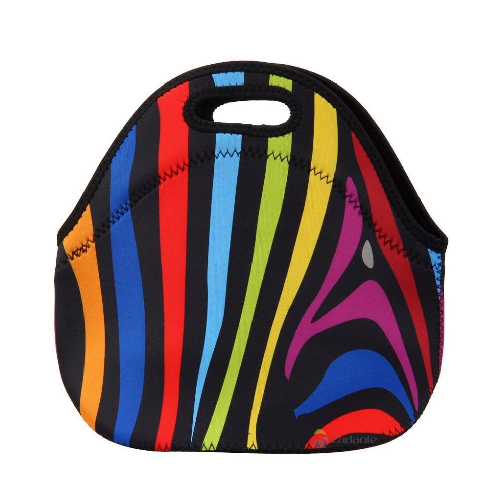 Colorful Insulated Neoprene Zebra Print Lunch Bag