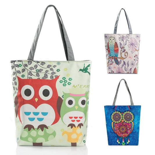 Cute Owl Print Shoulder / Tote Bag (15&quot;) 