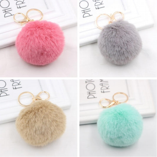 Fluffy Pom Pom Keychain / Bag Charm (Gold) 