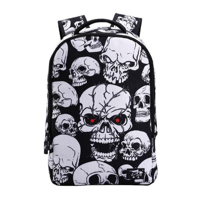 White Gothic Skull Backpack