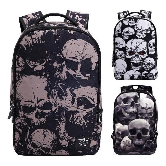 Wrap-Around Gothic Skull Print Backpack