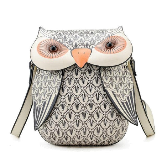 Mini Gray Owl Messenger Bag