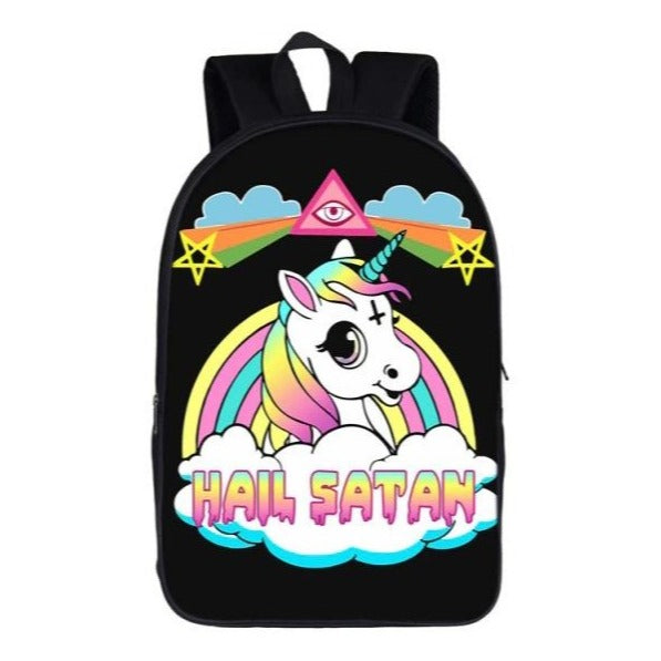 Funny Hail Satan Unicorn Backpack (17")