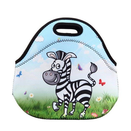 Cute Insulated Neoprene Zebra Lunch Bag