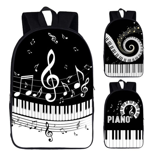 Black & White Piano Music Notes Backpack (17")