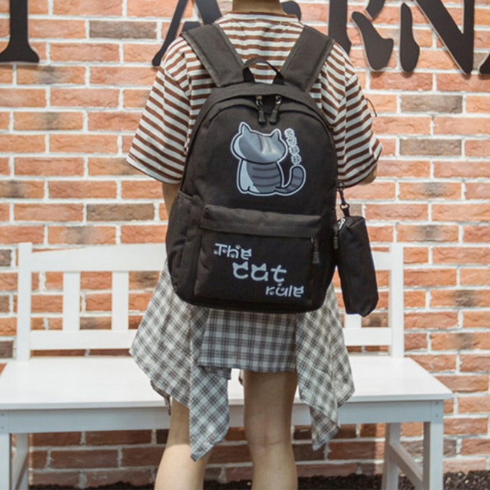 Neko Atsume Anime Cat Backpack (18&quot;) w/ Pencil Bag 