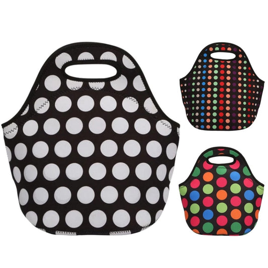Insulated Neoprene Polka Dot Pattern Lunch Bag 