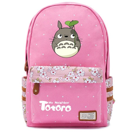 Totoro Anime Backpack w/ Flowers (17&quot;) Pink / Style 1