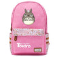 Totoro Anime Backpack w/ Flowers (17&quot;) Pink / Style 2