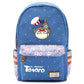 Totoro Anime Backpack w/ Flowers (17&quot;) Blue / Style 3