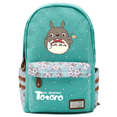 Totoro Anime Backpack w/ Flowers (17&quot;) Teal / Style 4