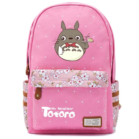 Totoro Anime Backpack w/ Flowers (17&quot;) Pink / Style 4