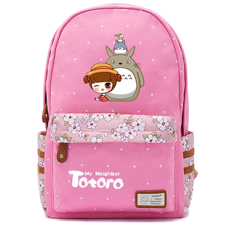 Totoro Anime Backpack w/ Flowers (17&quot;) Pink / Style 5