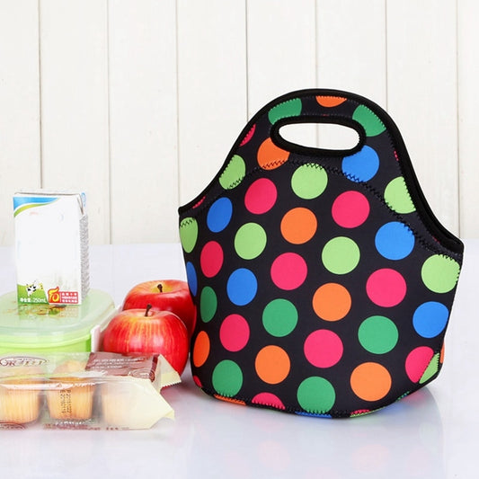 Insulated Neoprene Polka Dot Pattern Lunch Bag 