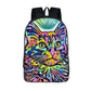 Colorful Psychedelic Cat Print Backpack (17&quot;) Style 1