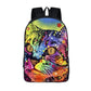 Colorful Psychedelic Cat Print Backpack (17&quot;) Style 9