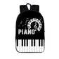 Black & White Piano Music Notes Backpack (17")