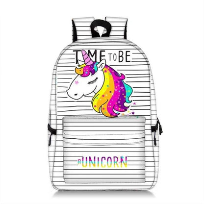 Funny Black & White Unicorn Print Backpack (19")