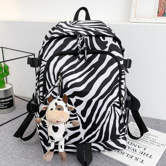 Black & White Zebra Print Backpack (18")