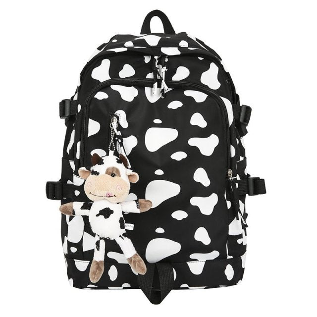 Black & White Cow Print Backpack (18")