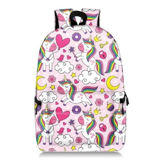 Cute Unicorn Love Pattern Backpack (19")