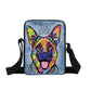 Psychedelic Dog Print Mini Shoulder / Messenger Bag (9&quot;) German Shepard 2 / Nylon