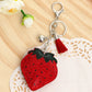Rhinestone Strawberry Keychain Bag Charm w/ Tassels 