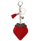 Rhinestone Strawberry Keychain Bag Charm w/ Tassels Red