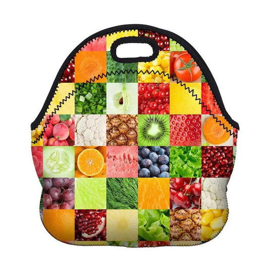 Insulated Neoprene Fruit / Veggie Pattern Lunch Bag