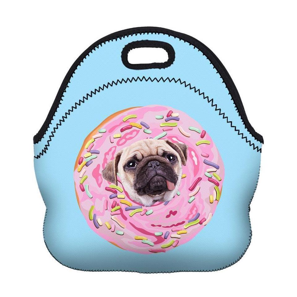 Insulated Neoprene Pug Donut Lunch Bag