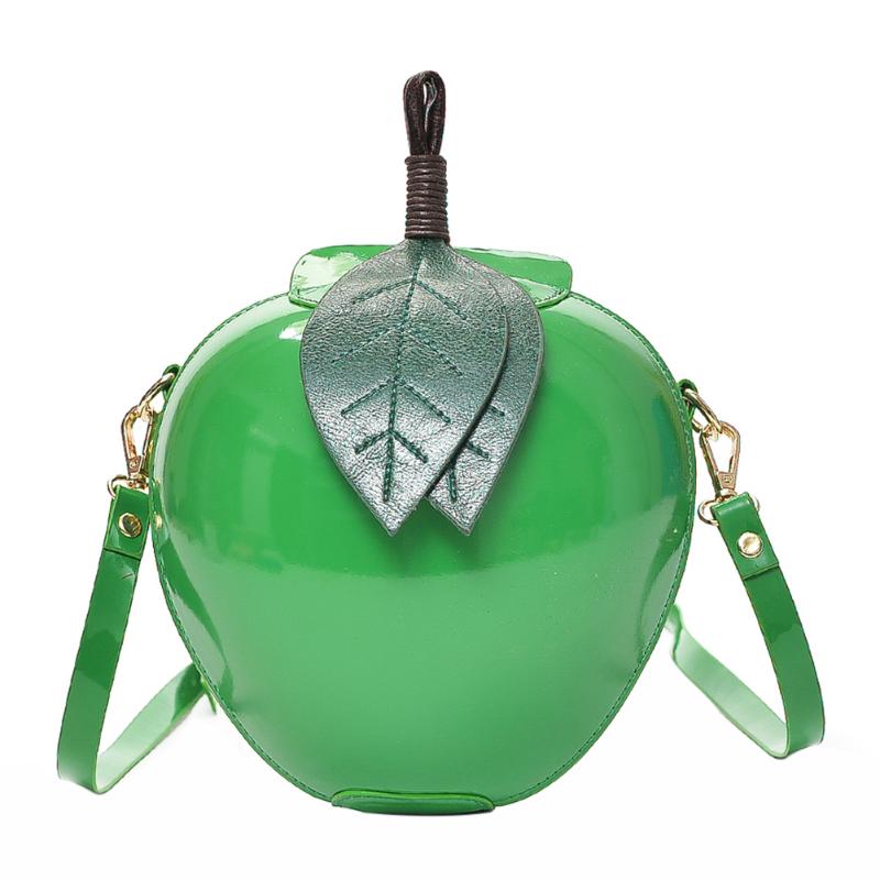 Apple Shape Mini Purse / Messenger Bag (8&quot;) Green / PU Leather