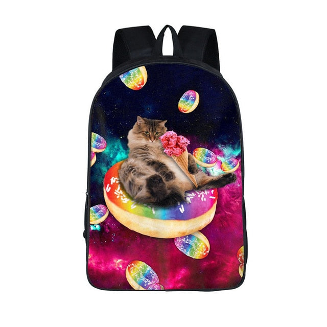 Funny Pop Culture Kitty Cat Backpack (17&quot;) Donut Cat