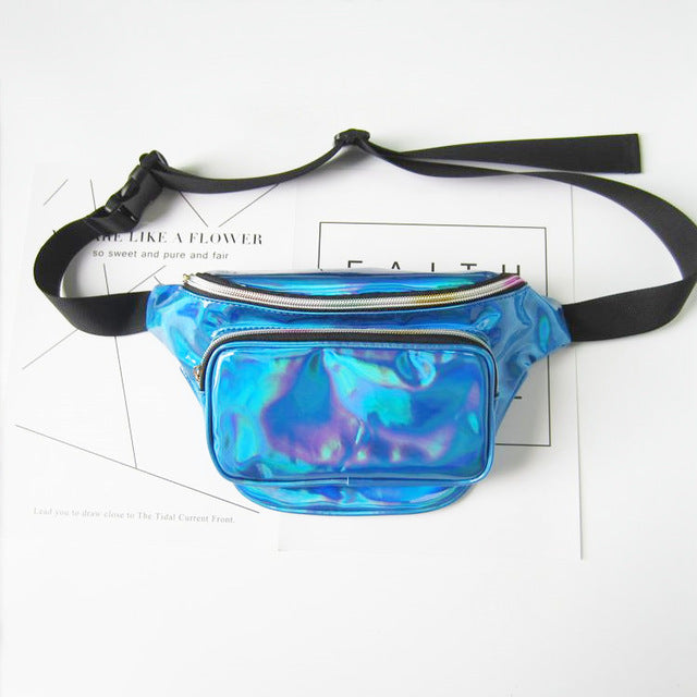 Blue Holographic Fanny Pack
