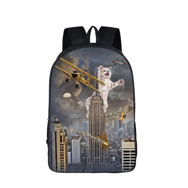 Funny Pop Culture Kitty Cat Backpack (17&quot;) King Kong Cat