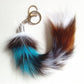 Multi-Colored Faux Raccoon Tail Keychain / Bag Charm Light-Blue