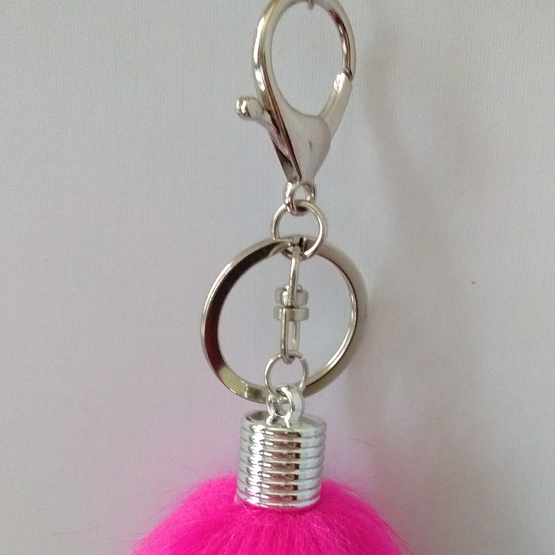 Multi-Colored Faux Raccoon Tail Keychain / Bag Charm 