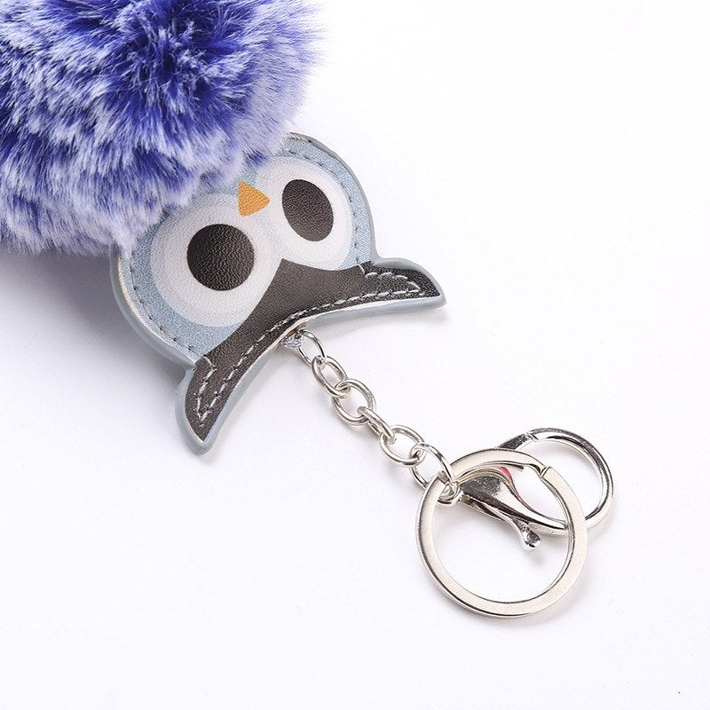 Fluffy Pom Pom Owl Keychain / Bag Charm 