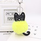 Fluffy Pom Pom Kitty Cat Keychain / Bag Charm Yellow