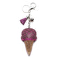 Rhinestone Ice Cream Keychain Bag Charm w/ Tassels Purple