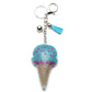 Rhinestone Ice Cream Keychain Bag Charm w/ Tassels Blue