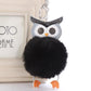 Fluffy Pom Pom Owl Keychain / Bag Charm Black