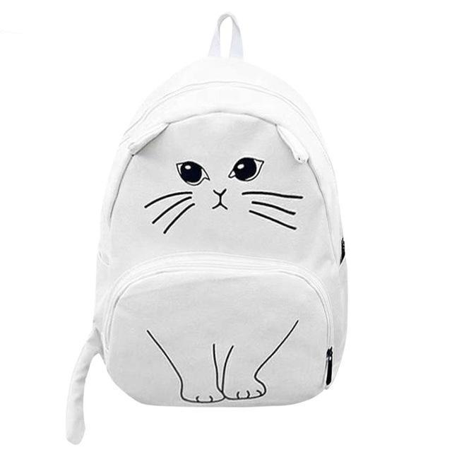 Kitty Cat Ears Whiskers Face Vintage Style Canvas Backpack Cute School –  Crazy Baby Clothing