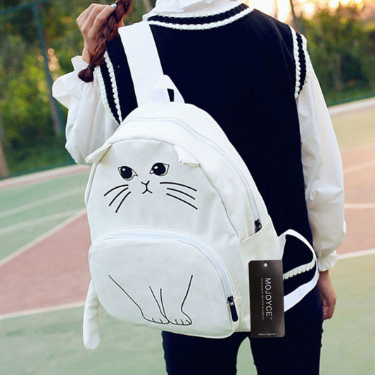 White Canvas Cat Backpack