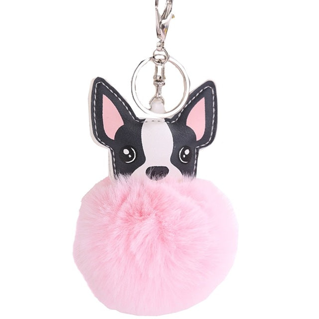 Fluffy Pom Pom Chihuahua / Dog Keychain Bag Charm Light-Pink