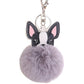 Fluffy Pom Pom Chihuahua / Dog Keychain Bag Charm Gray