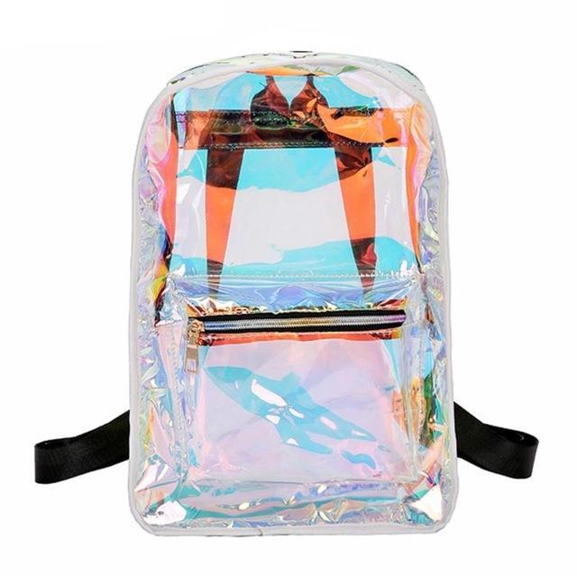 Transparent PVC Holographic Backpack White