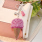 Rhinestone Ice Cream Keychain Bag Charm w/ Tassels 