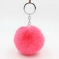 Fluffy Pom Pom Keychain / Bag Charm (Silver) Hot-Pink